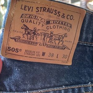 Levi's 505 Vintage ORANGE TAB Dark Blue Regular fit Straight Leg Jeans 38x30